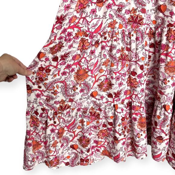 Knox Rose Pink Floral Print Surplice V Neck Ruffle Tiered Maxi Dress Womens XXL - Picture 9 of 12